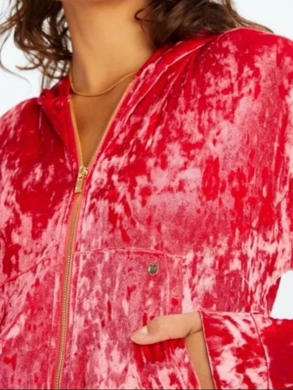 Fabletics Red Crushed Velvet Zip-Up Hoodie – Women’s XS NWOT - Picture 14 of 17